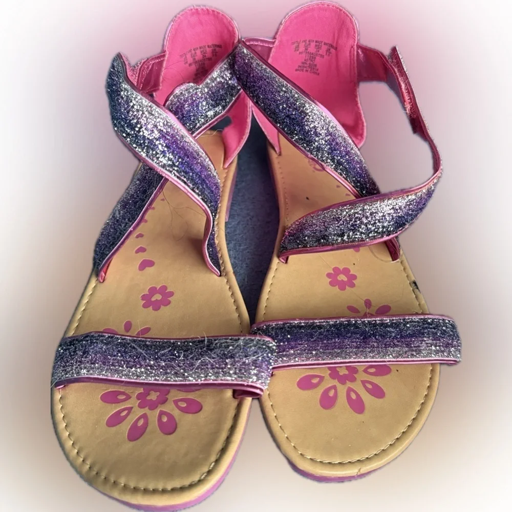 Wonder Kids Bongo Girl's Gladiator Purple Sparkle Sandals  Size: 4